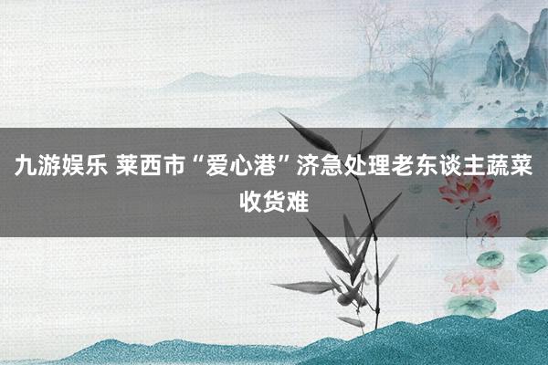九游娱乐 莱西市“爱心港”济急处理老东谈主蔬菜收货难
