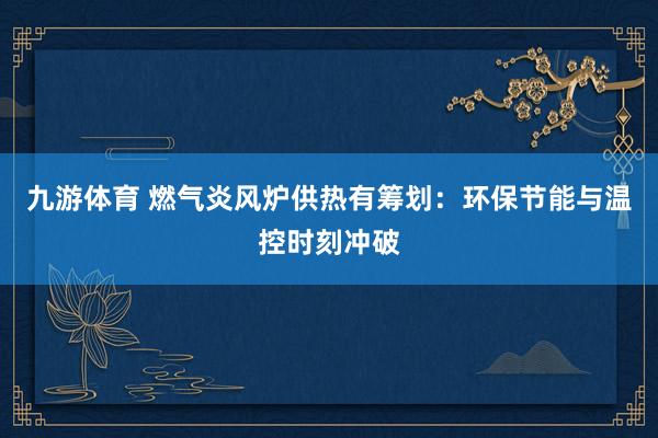 九游体育 燃气炎风炉供热有筹划：环保节能与温控时刻冲破