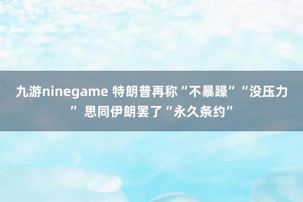 九游ninegame 特朗普再称“不暴躁”“没压力” 思同伊朗罢了“永久条约”
